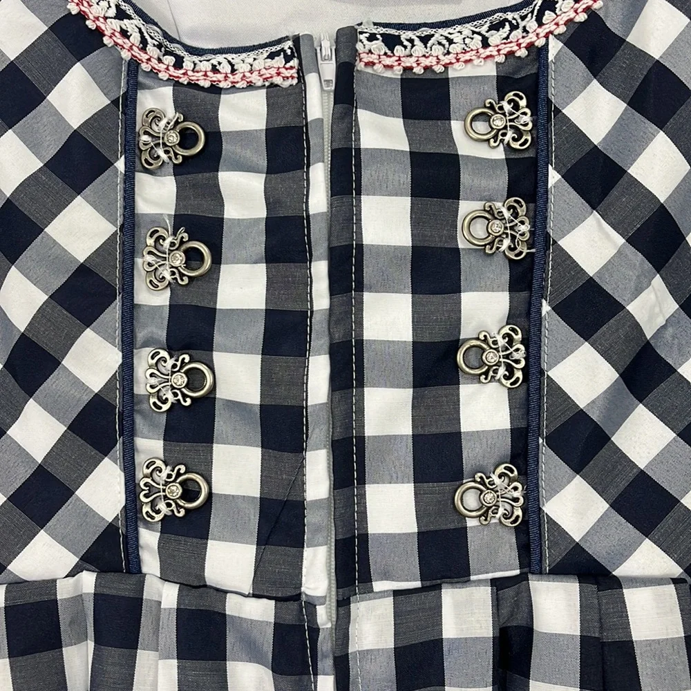 New Kojooin Small Blue and White Gingham Tank Zip Up Dress - Picture 4 of 10